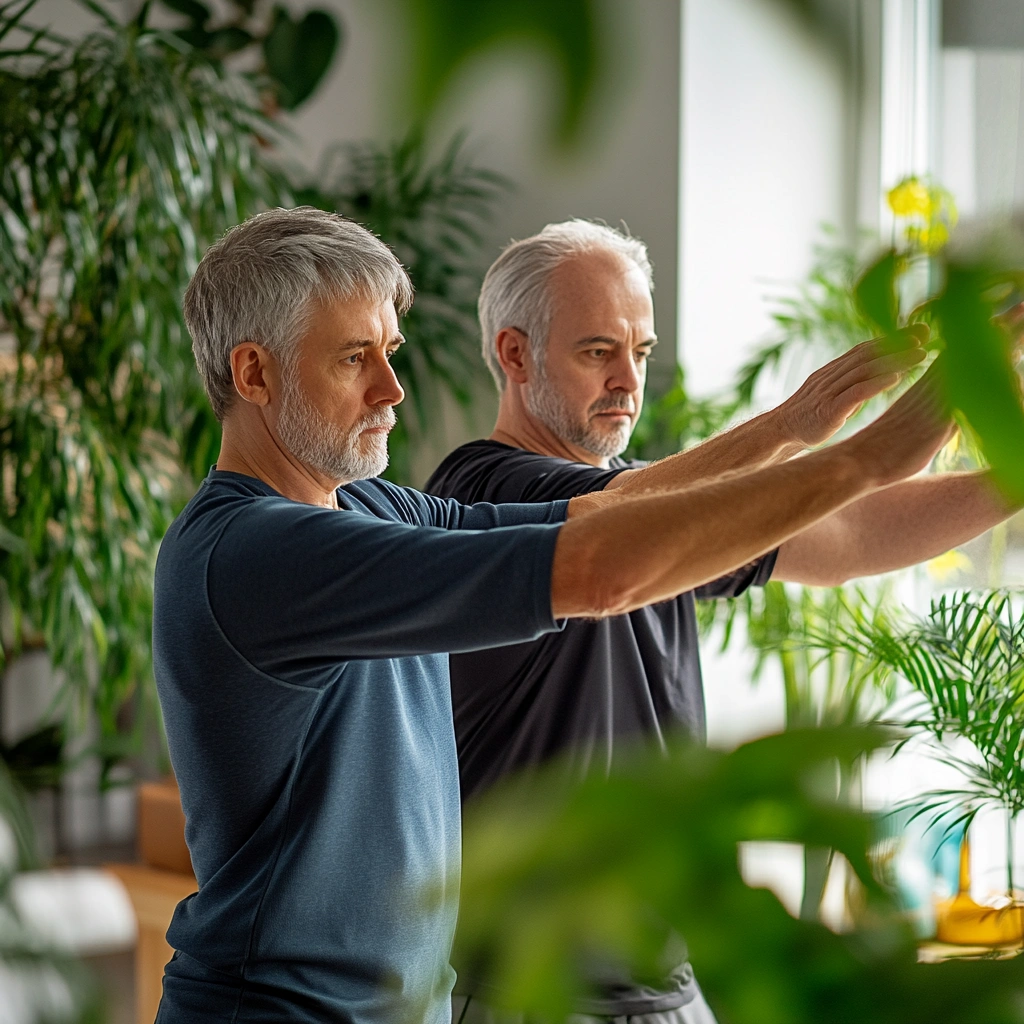 Інструктор індивідуально працює з людиною похилого віку