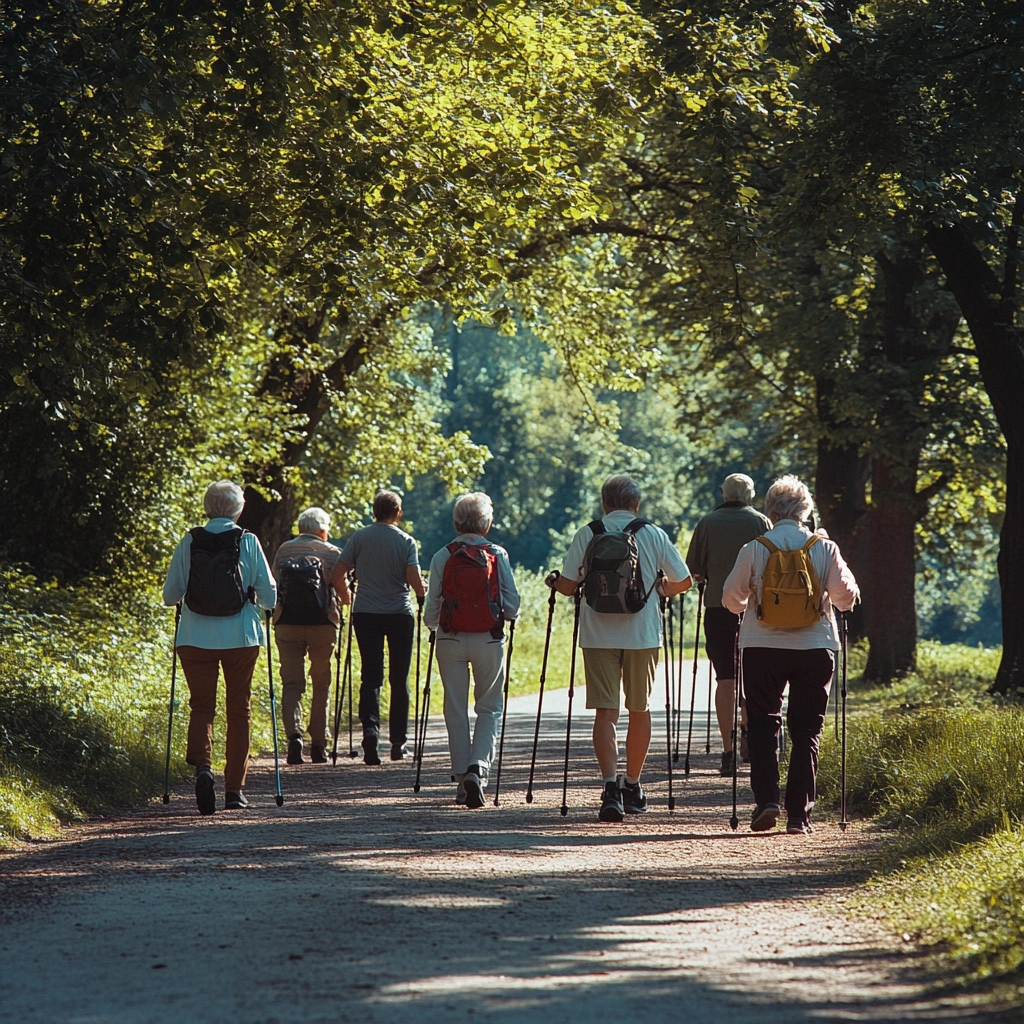 Група людей похилого віку на прогулянці в парку